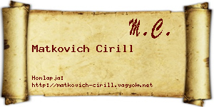 Matkovich Cirill névjegykártya